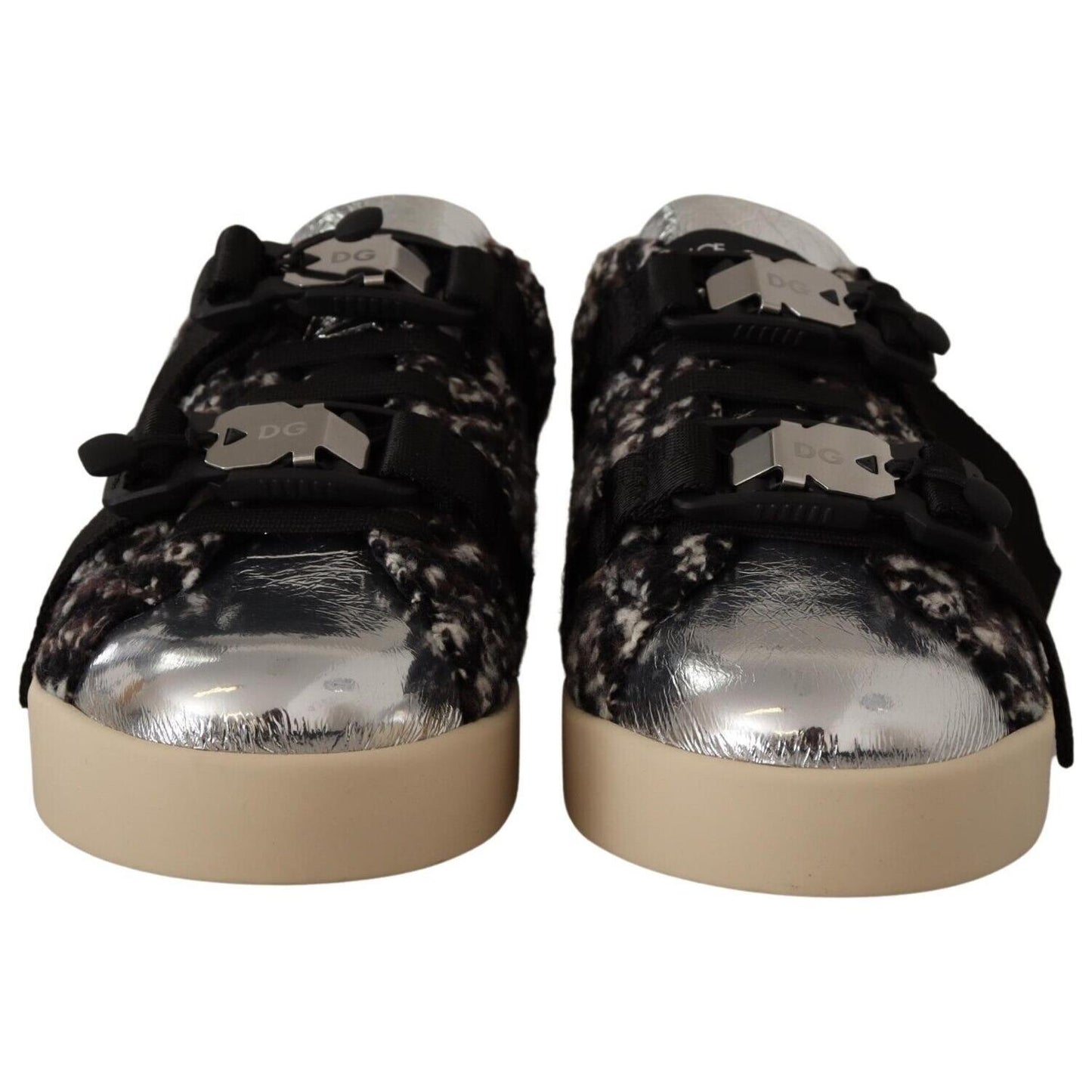 Dolce & Gabbana Silver Elegance Leather Sneakers Dolce & Gabbana Dark Gray