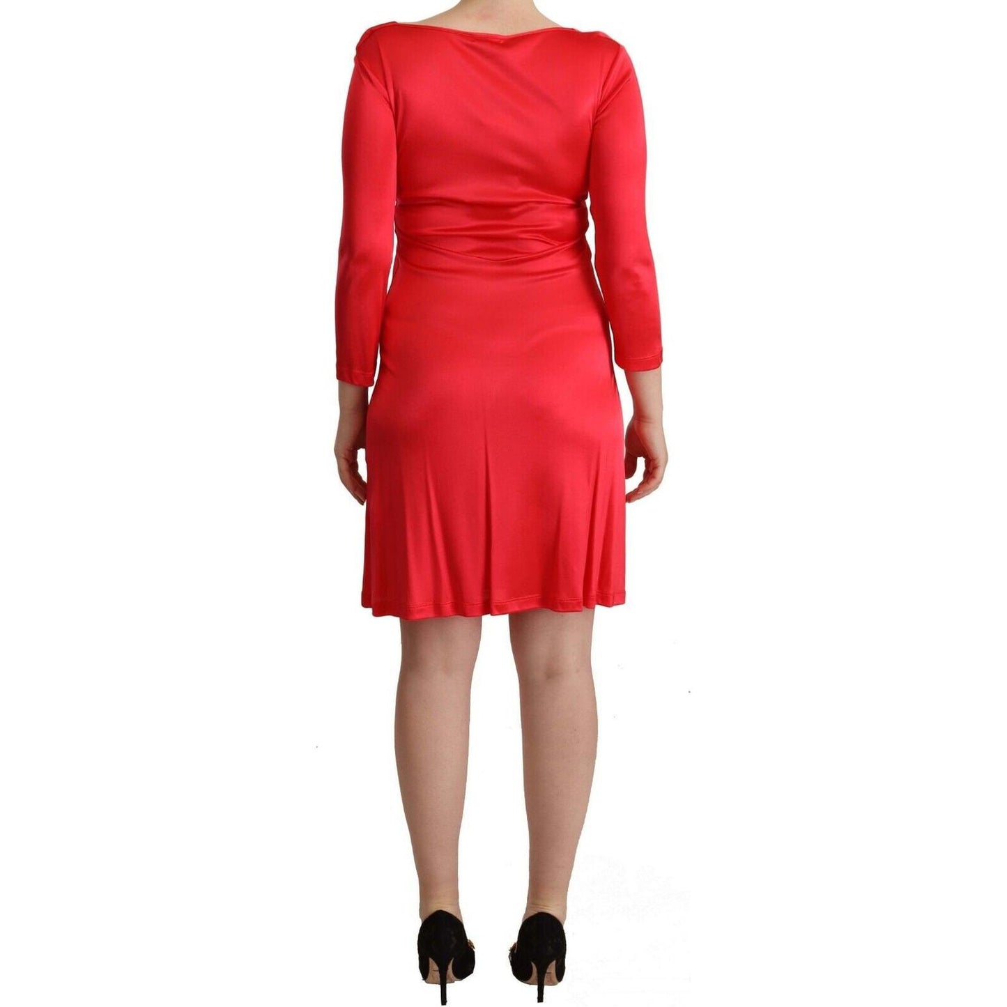 John Galliano Elegant Red Knee-Length Sheath Dress WOMAN DRESSES John Galliano Firebrick