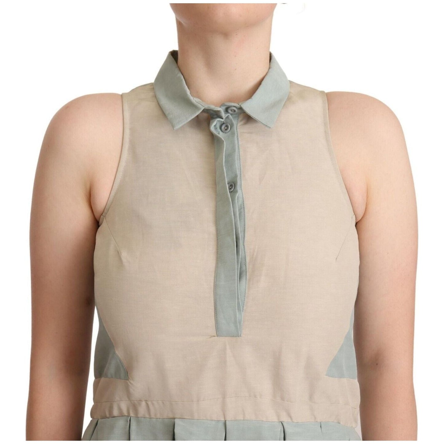 Comeforbreakfast Chic Sleeveless Collared Sheath Dress WOMAN DRESSES Comeforbreakfast Gray
