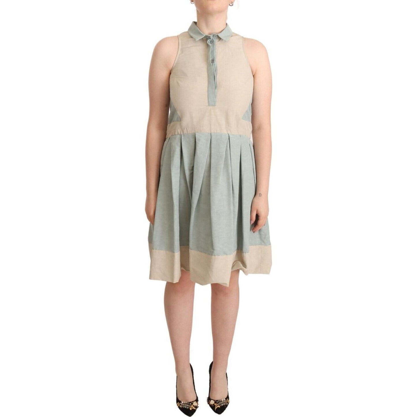 Comeforbreakfast Chic Sleeveless Collared Sheath Dress WOMAN DRESSES Comeforbreakfast Tan