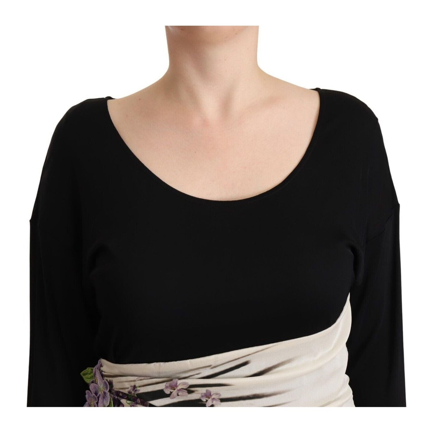 Roberto Cavalli Elegant Sheath Long Sleeve Boat Neck Dress WOMAN DRESSES Roberto Cavalli Black
