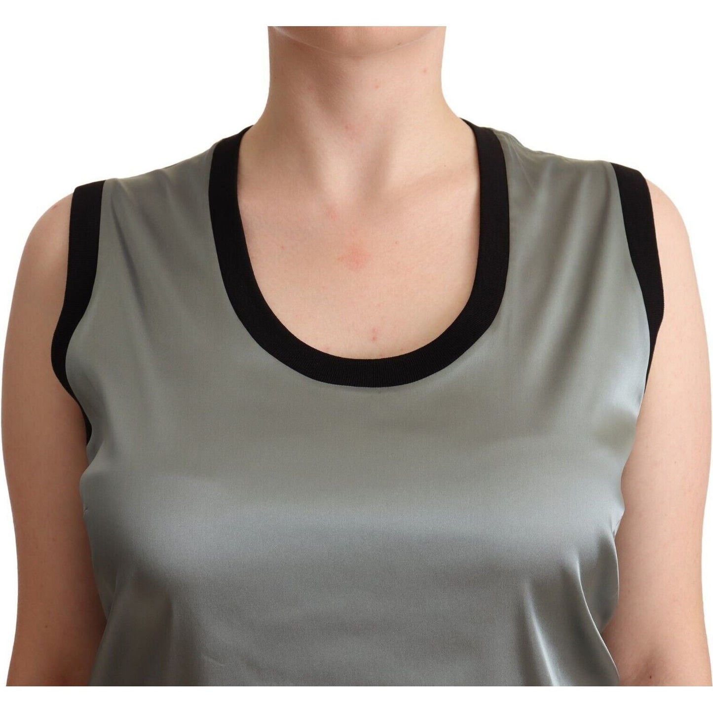 Dolce & Gabbana Elegant Silver Sleeveless Blouse WOMAN TOPS AND SHIRTS Dolce & Gabbana Dim Gray