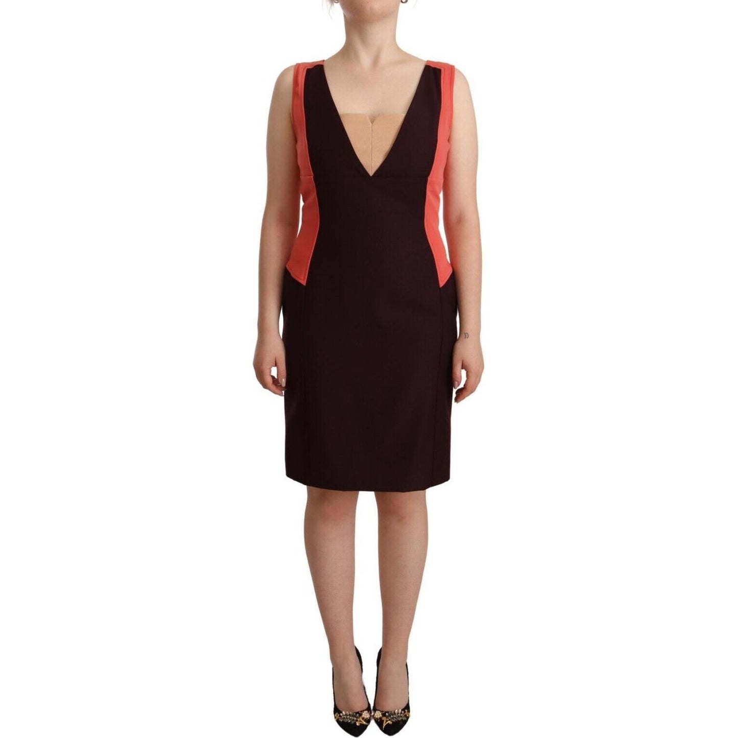 CO|TE Multicolor V-Neck Sleeveless Sheath Dress WOMAN DRESSES CO|TE Tan