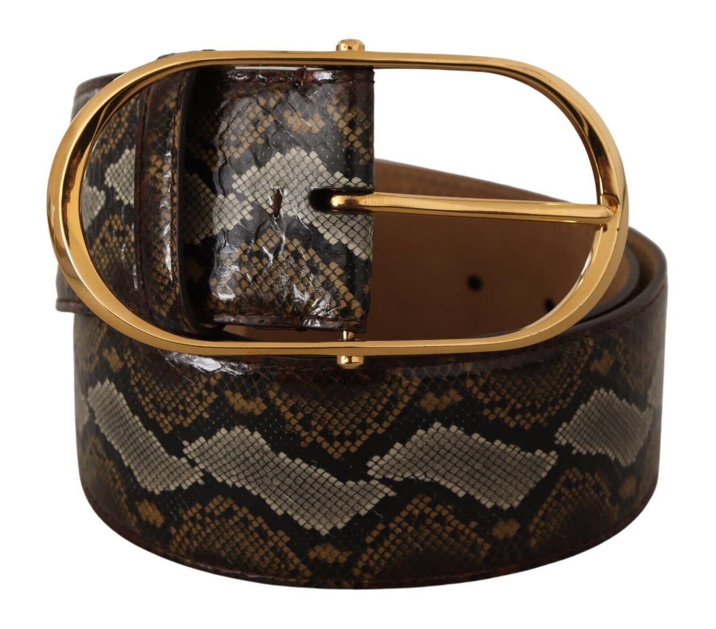 Dolce & Gabbana Elegant Gold Oval Buckle Leather Belt Dolce & Gabbana Dark Slate Gray