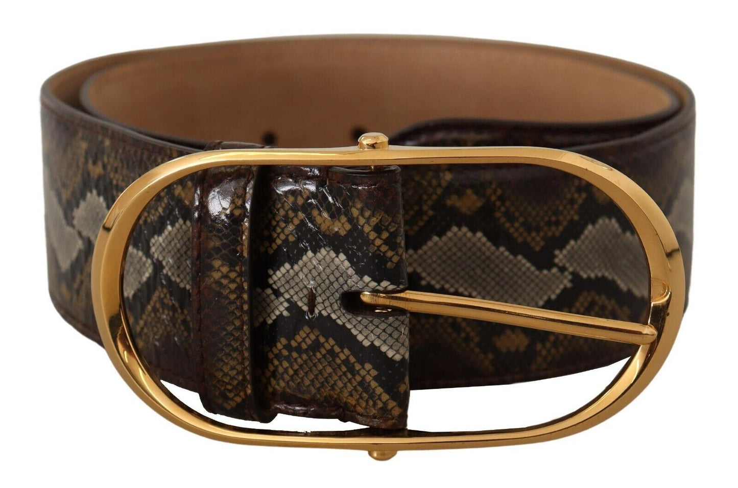 Dolce & Gabbana Elegant Gold Oval Buckle Leather Belt Dolce & Gabbana Dark Slate Gray