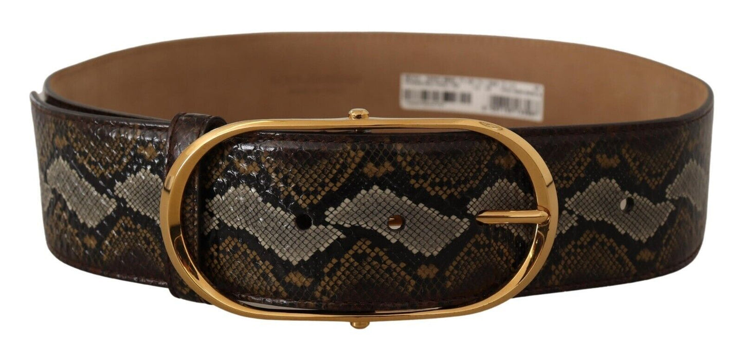 Dolce & Gabbana Elegant Gold Oval Buckle Leather Belt Dolce & Gabbana Dark Slate Gray