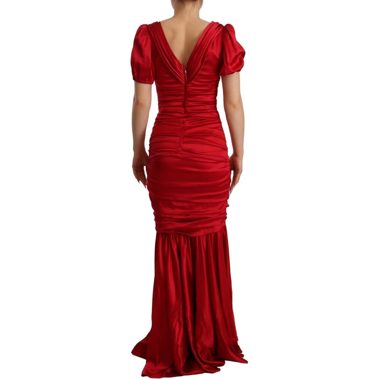 Dolce & Gabbana Elegant Red Silk Stretch Mermaid Dress Dolce & Gabbana Dark Red