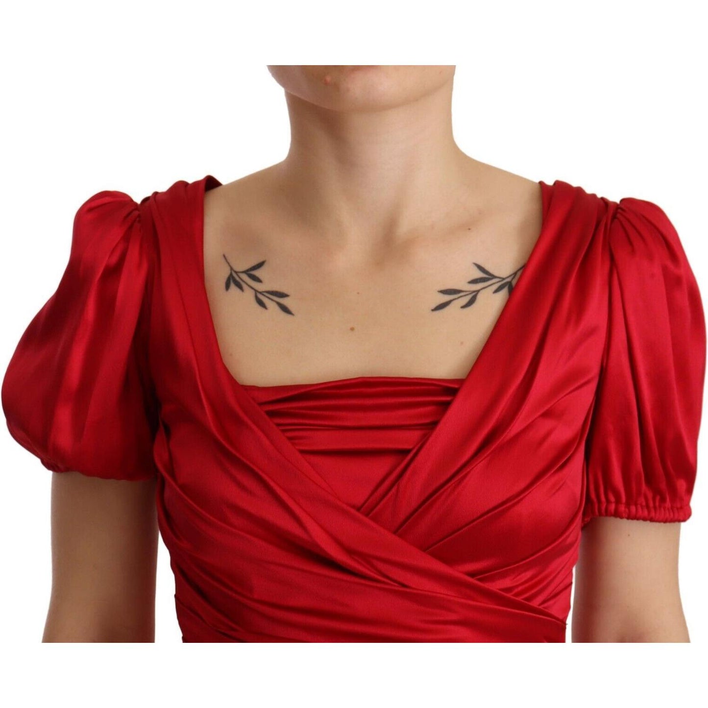Dolce & Gabbana Elegant Red Silk Stretch Mermaid Dress Dolce & Gabbana Brown
