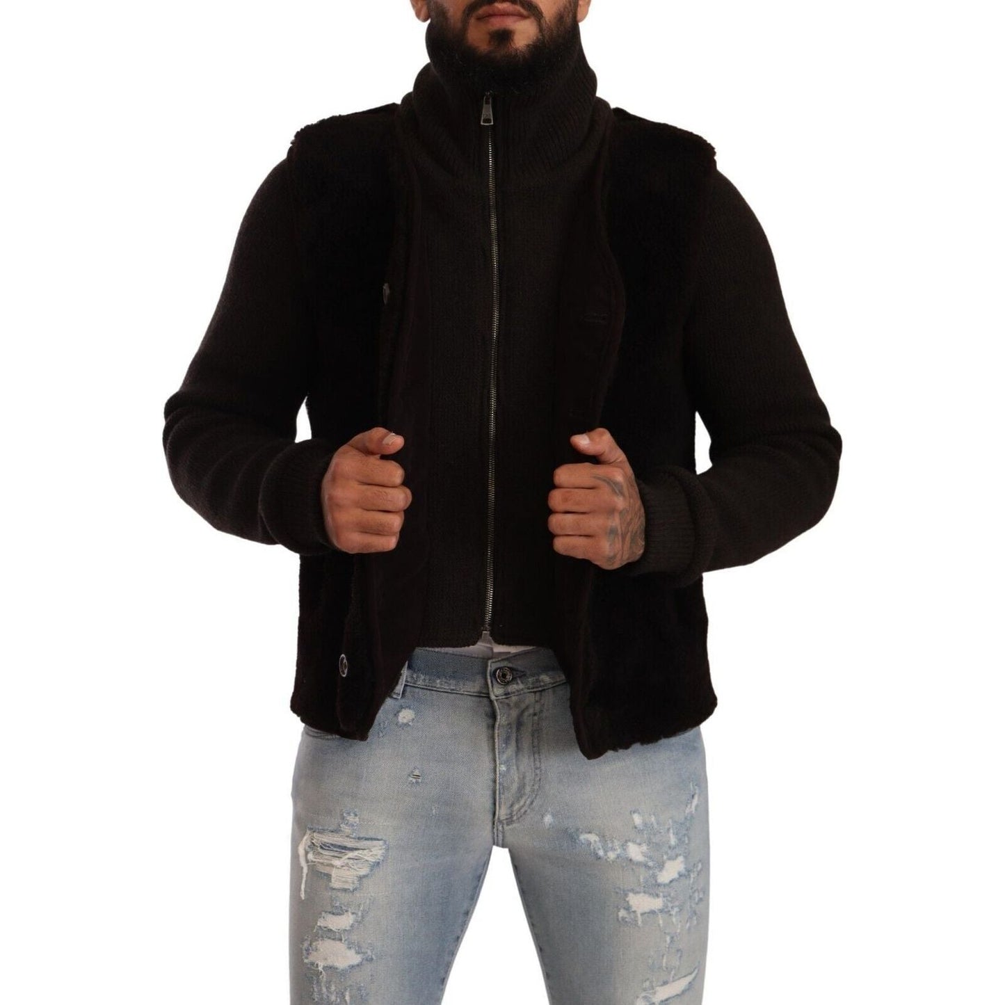 Dolce & Gabbana Elegant Leather Bomber Jacket Dolce & Gabbana Rosy Brown