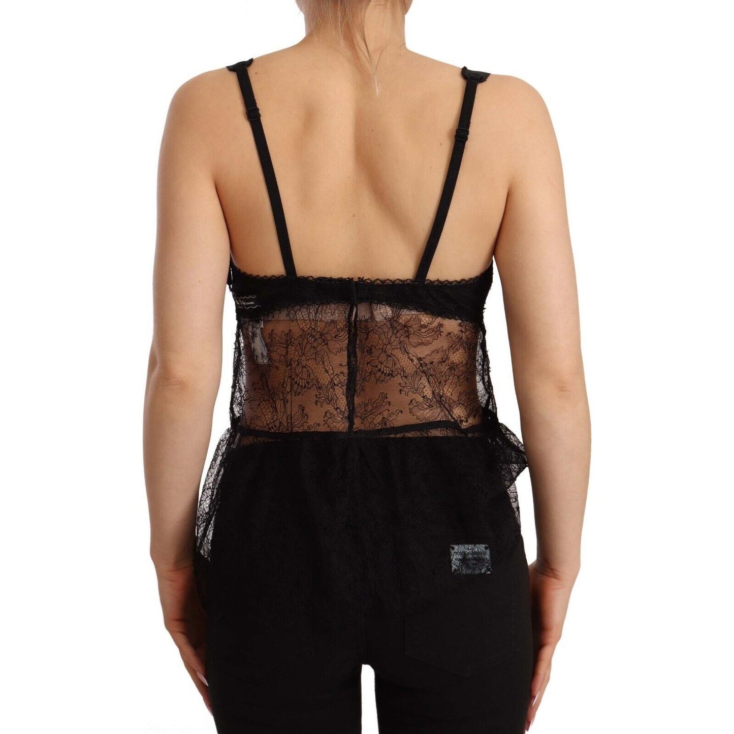 Dolce & Gabbana Elegant Black Silk Lingerie Chemise Dolce & Gabbana Tan