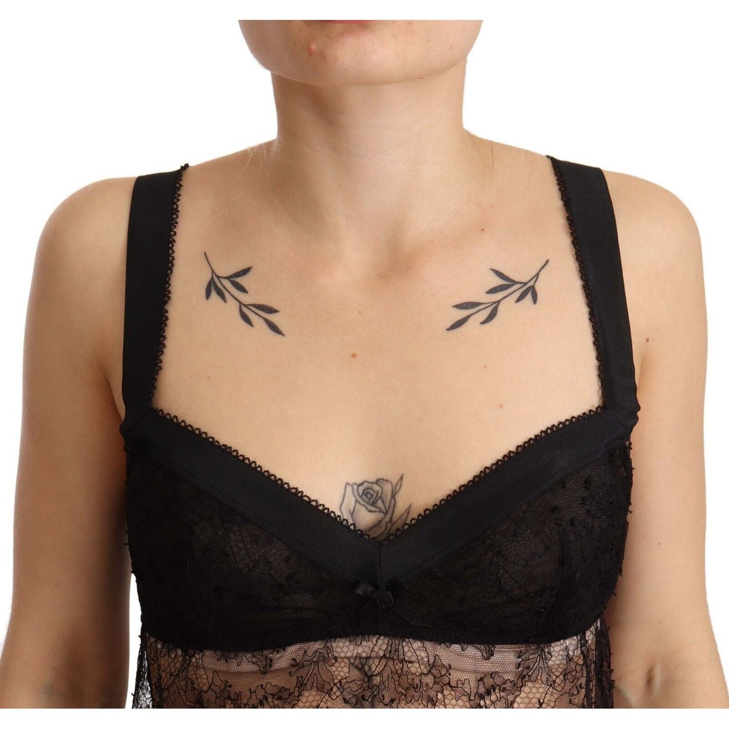Dolce & Gabbana Elegant Black Silk Lingerie Chemise Dolce & Gabbana Rosy Brown