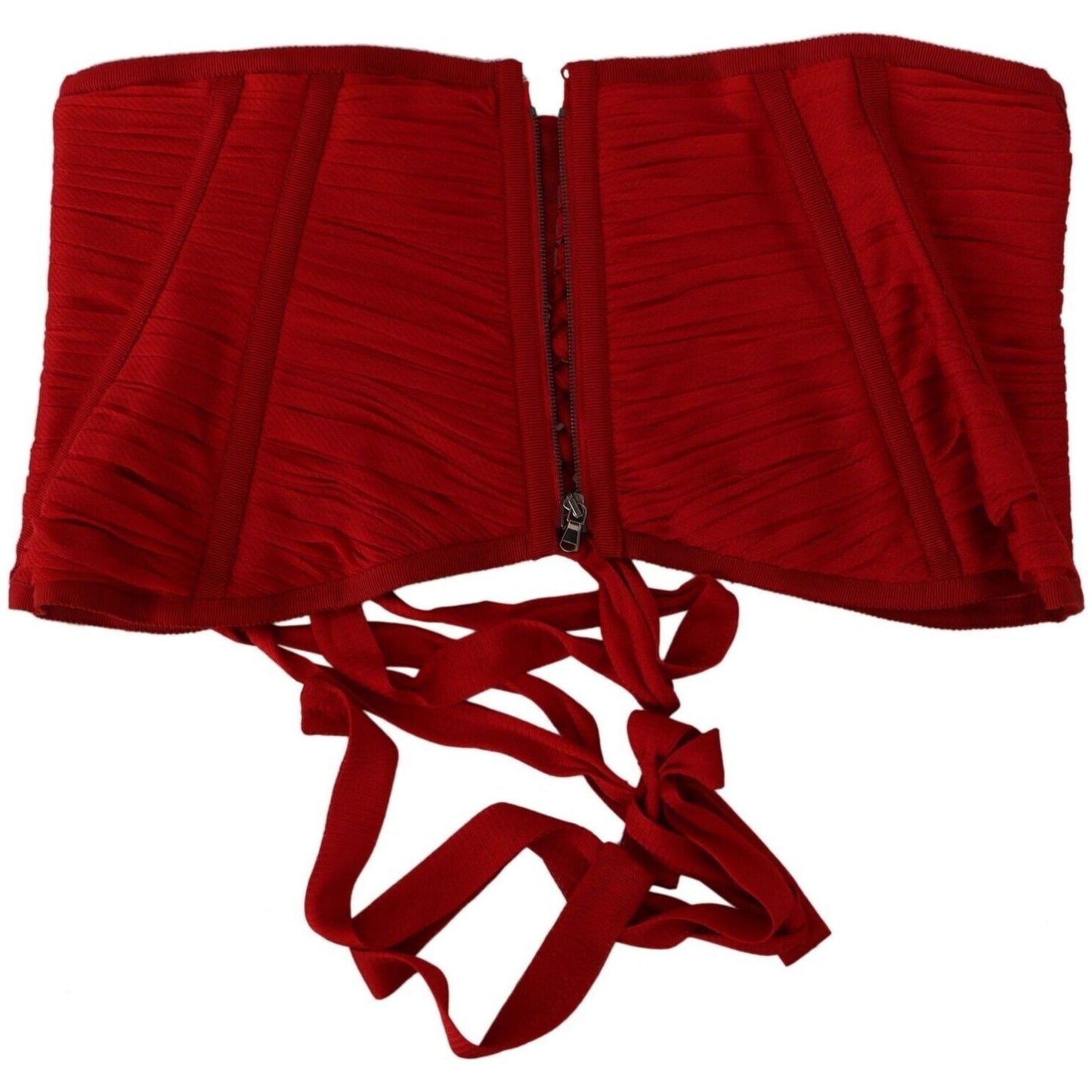 Dolce & Gabbana Elegant Red Silk Corset Belt Top Dolce & Gabbana Dark Red