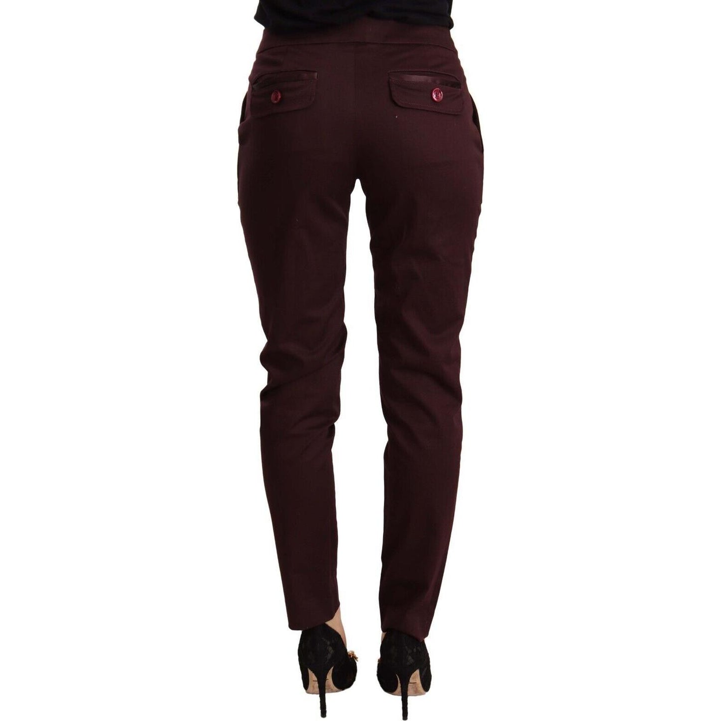 Just Cavalli Maroon Slim Fit Skinny Pants with Zipper Detail Just Cavalli Black