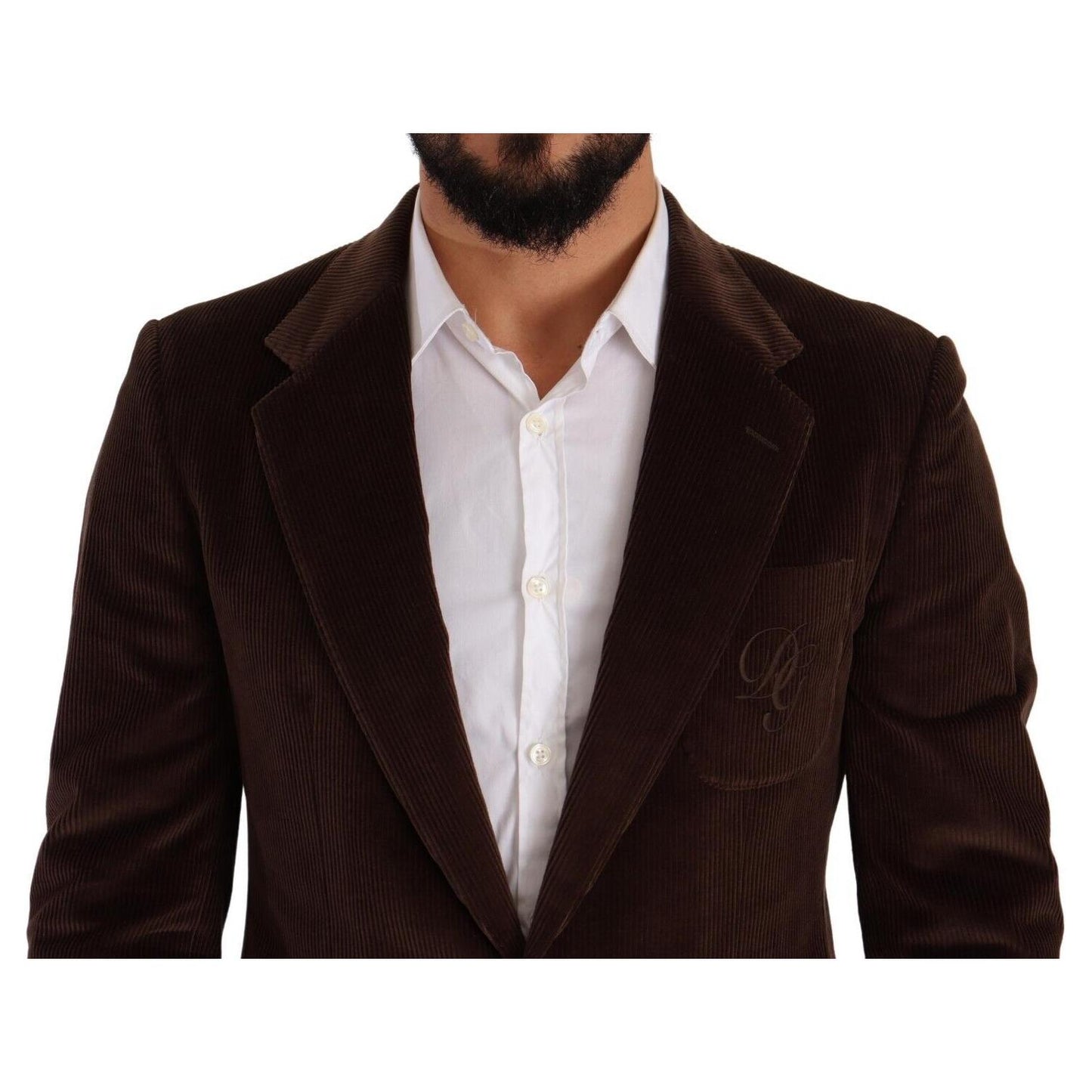 Dolce & Gabbana Elegant Brown Corduroy Slim Fit Blazer Dolce & Gabbana Black