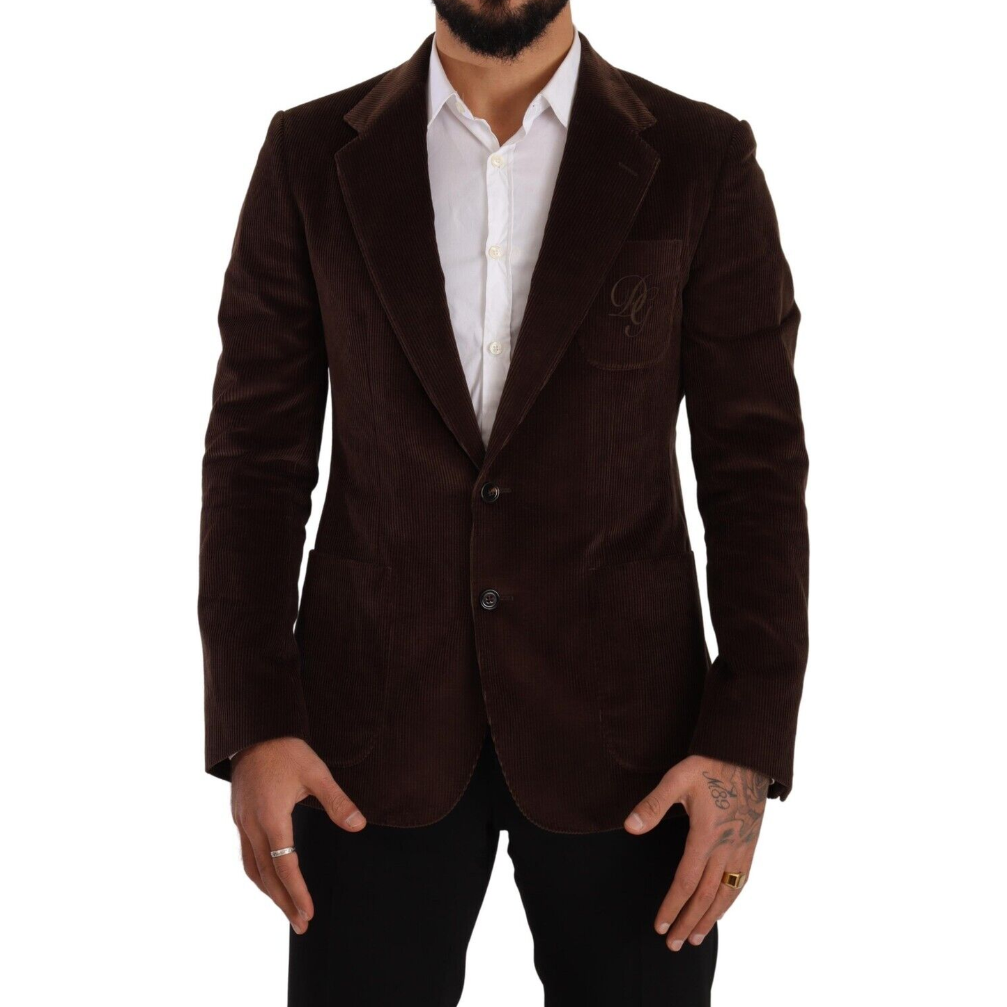 Dolce & Gabbana Elegant Brown Corduroy Slim Fit Blazer Dolce & Gabbana Black
