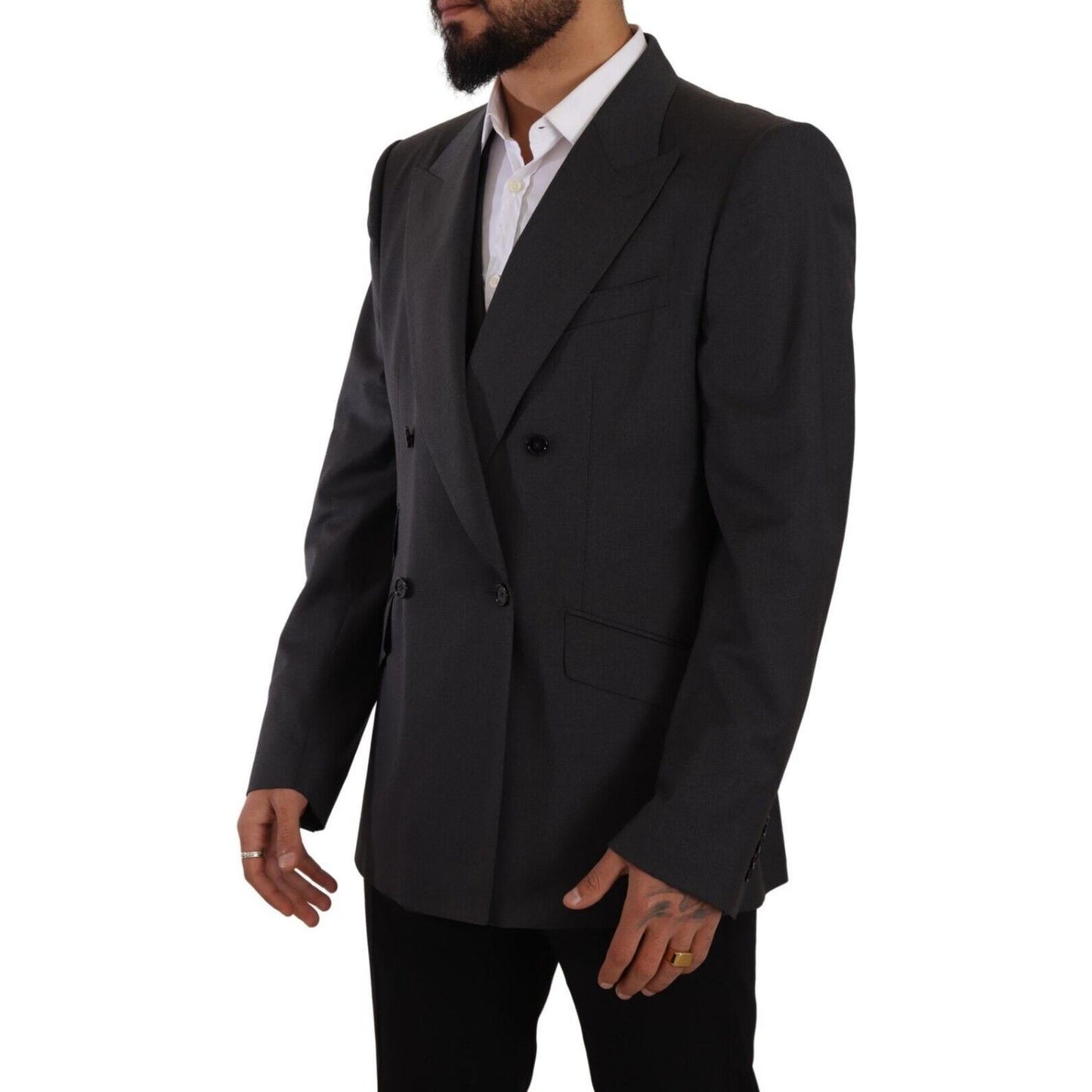 Dolce & Gabbana Elegant Gray Sicilia Wool Blend Suit Dolce & Gabbana Black