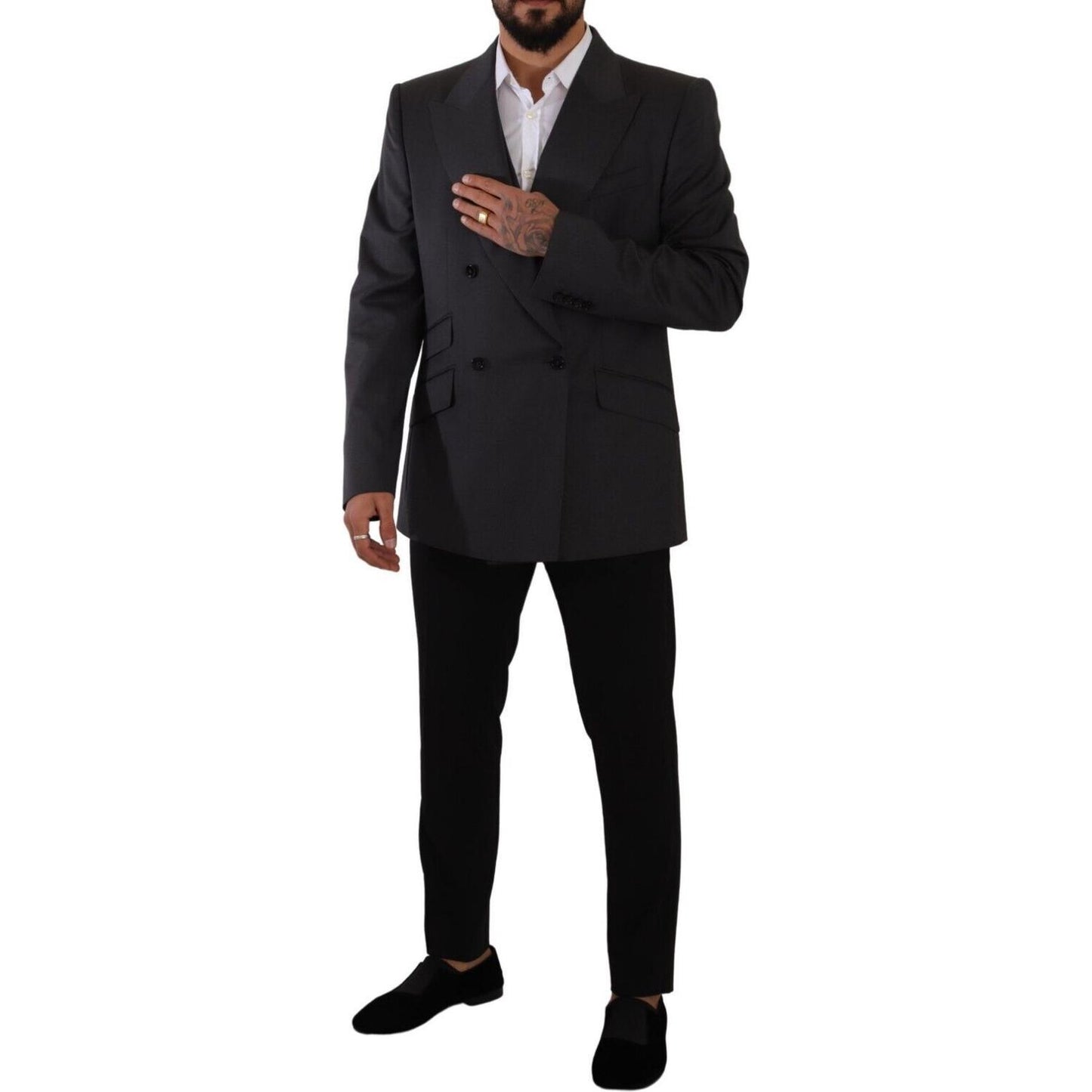 Dolce & Gabbana Elegant Gray Sicilia Wool Blend Suit Dolce & Gabbana Black