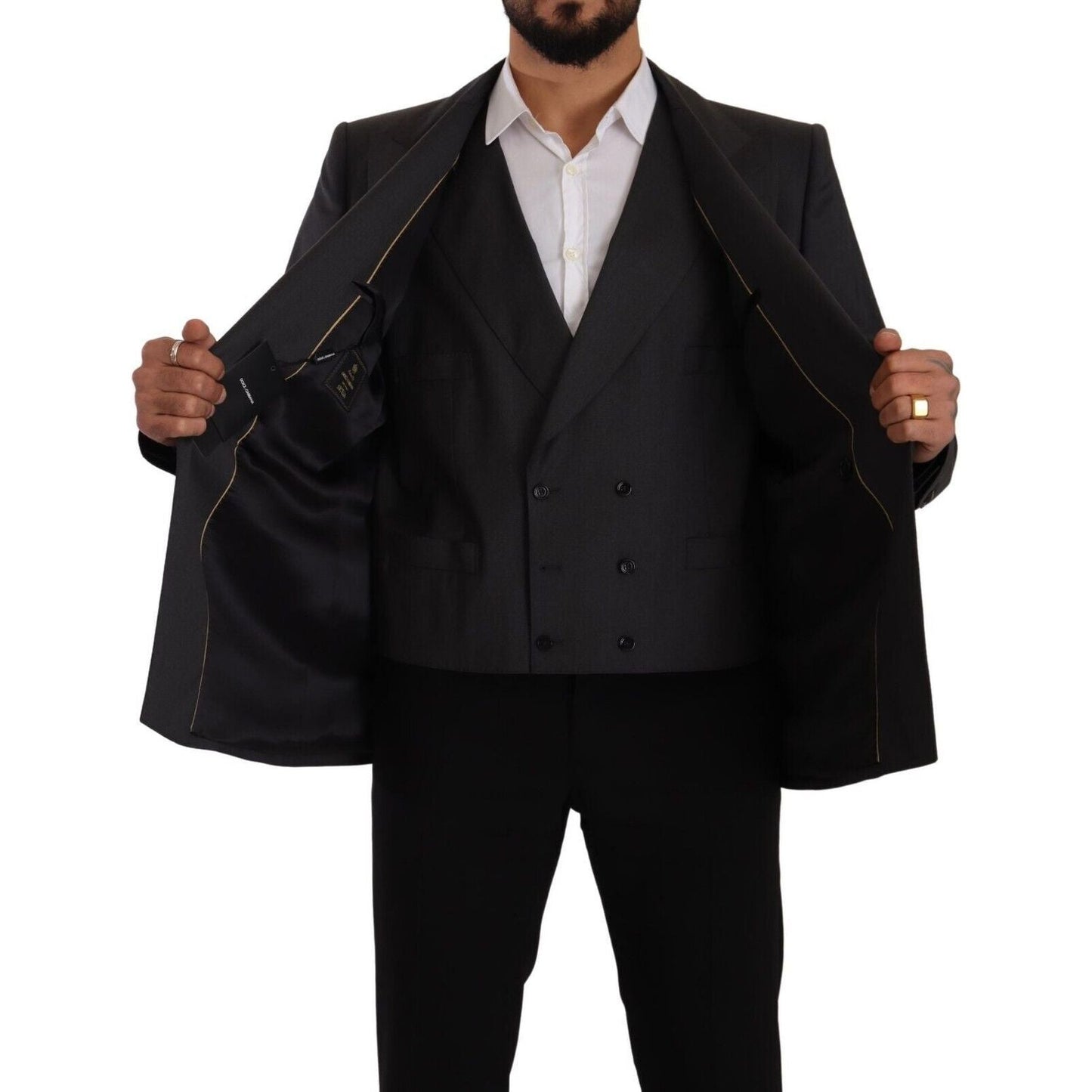 Dolce & Gabbana Elegant Gray Sicilia Wool Blend Suit Dolce & Gabbana Black