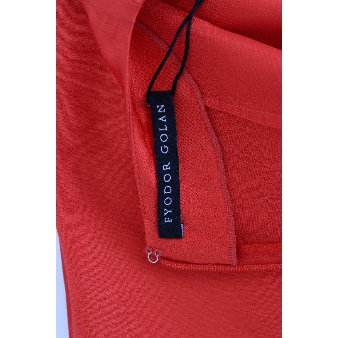 Fyodor Golan Radiant Red Linen Blend Artisan Dress Fyodor Golan Brown