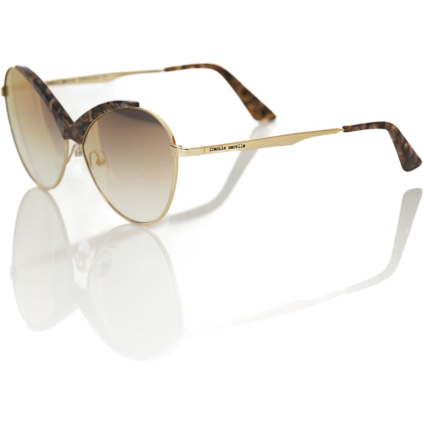 Frankie Morello Beige Metallic Women Sunglass Frankie Morello Antique White