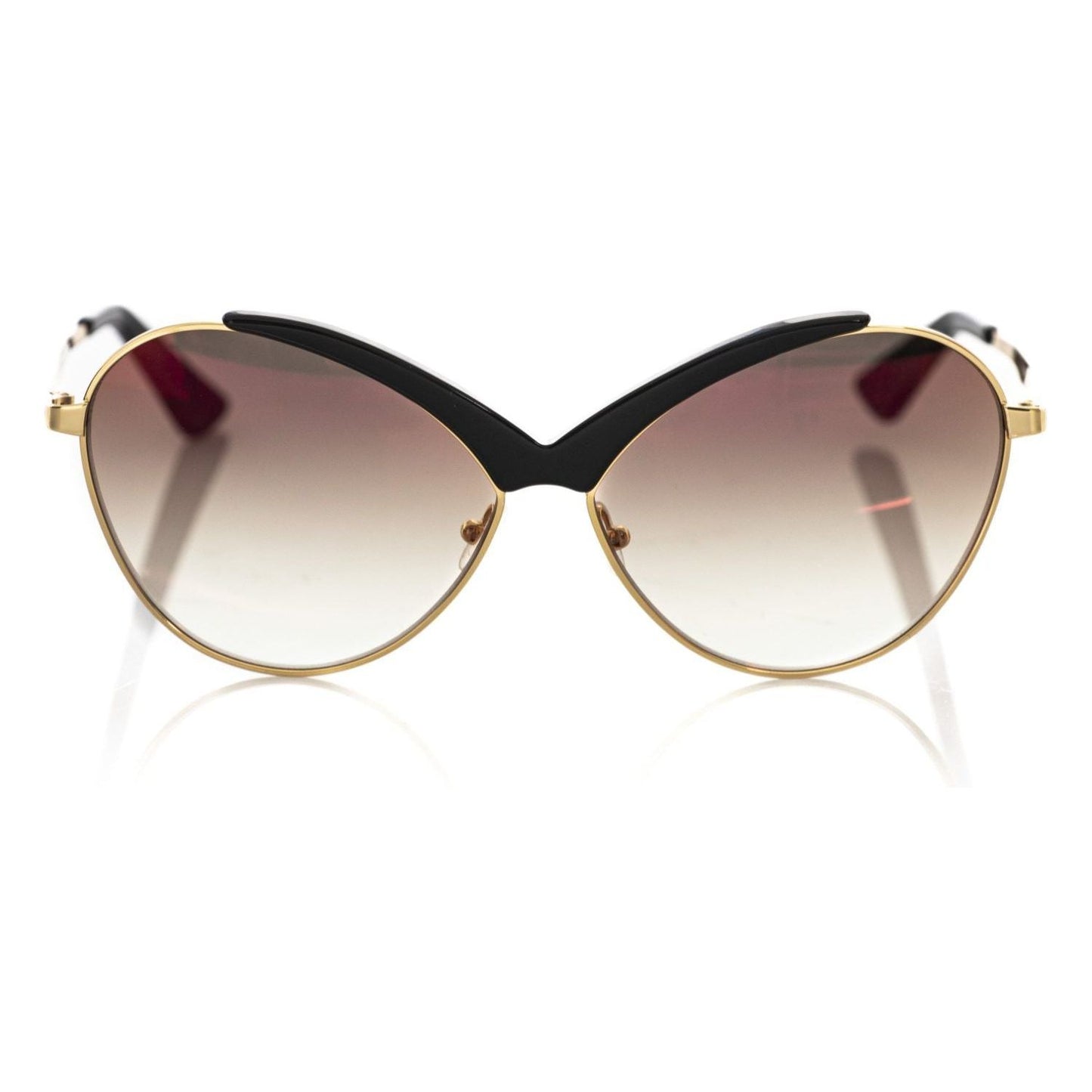 Frankie Morello Black Metallic Fiber Women Sunglasses Frankie Morello Light Gray