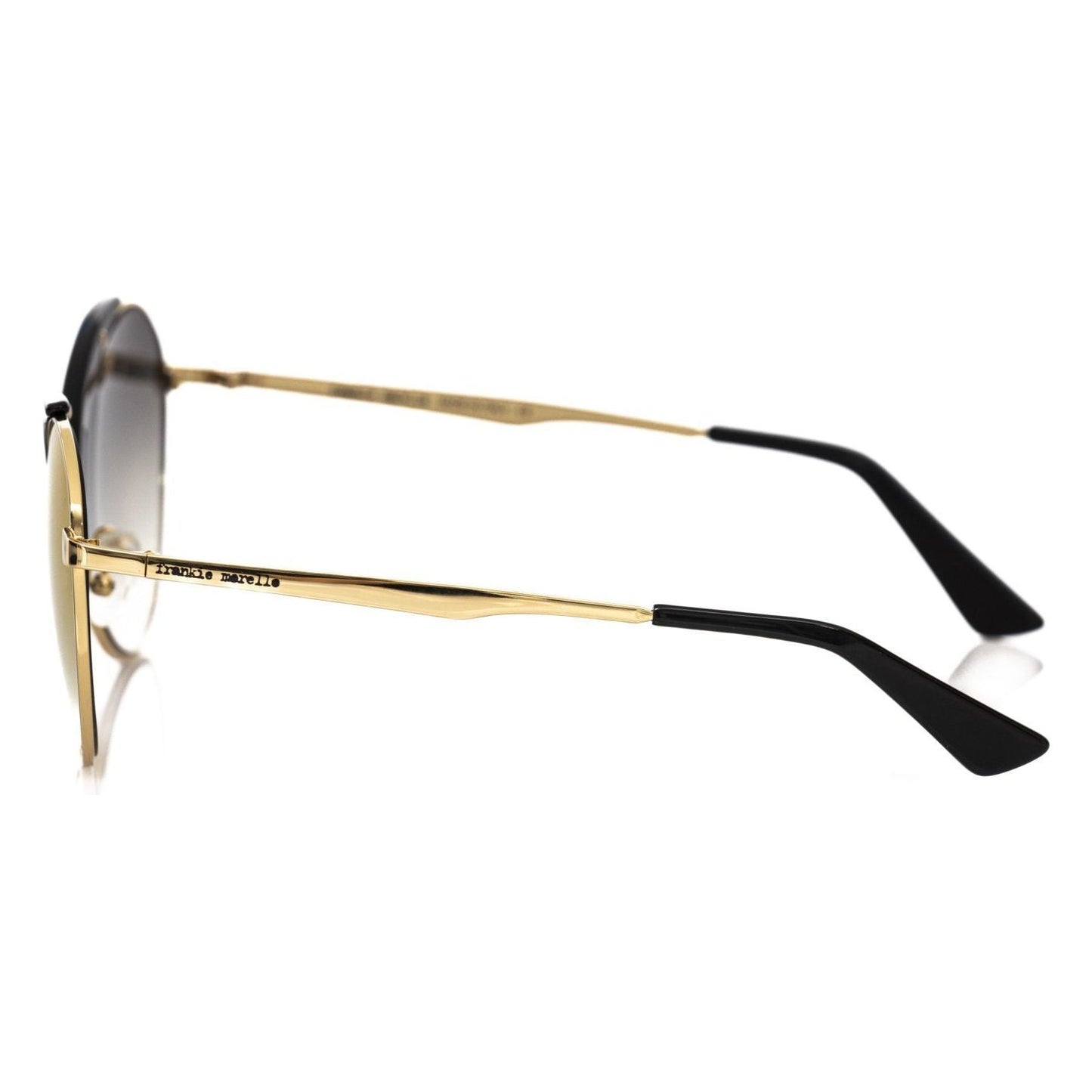 Frankie Morello Black Metallic Fiber Women Sunglasses Frankie Morello Gray