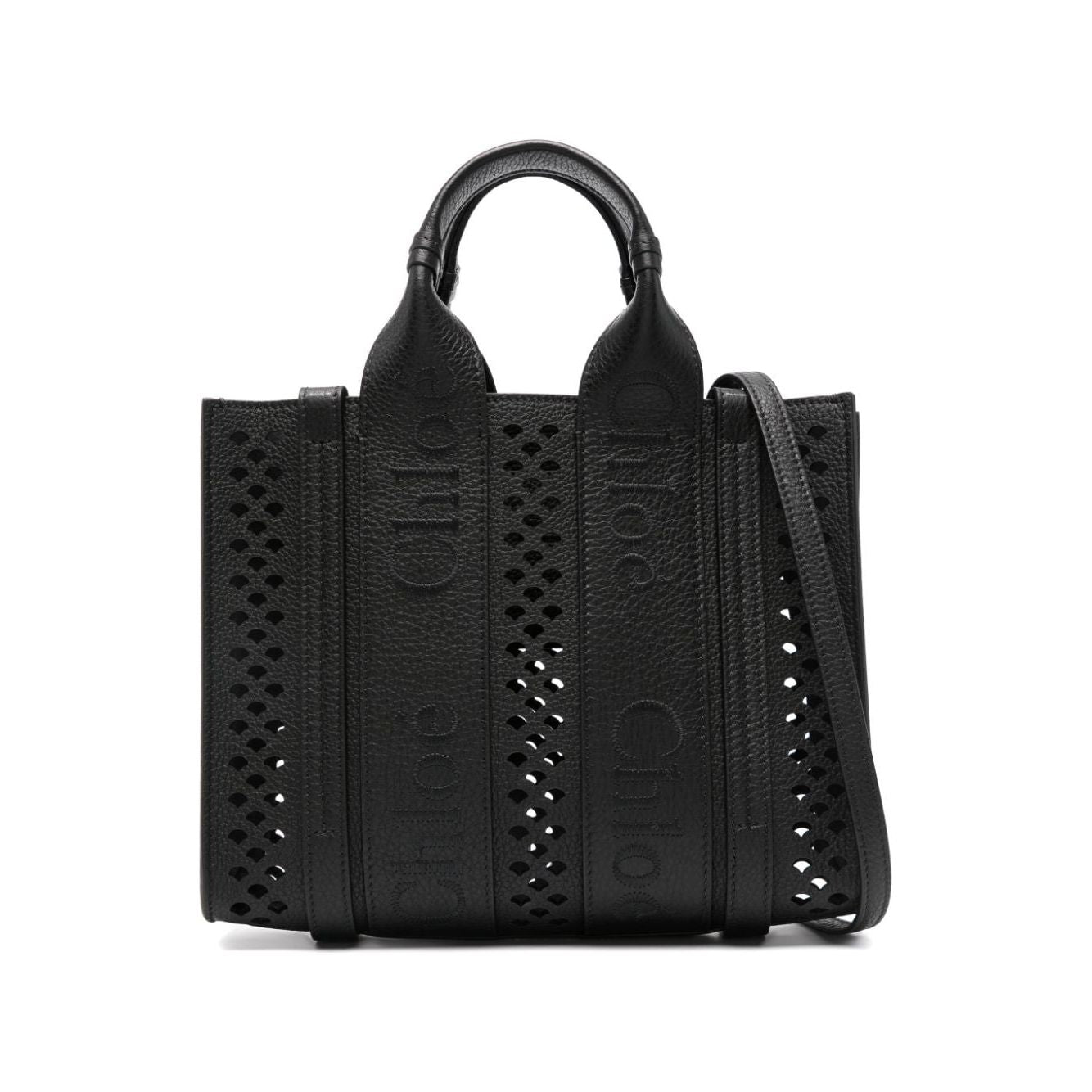 Chloè Small Woody Tote Bag In Grained Leather in Black Shopper Chloè Dark Slate Gray