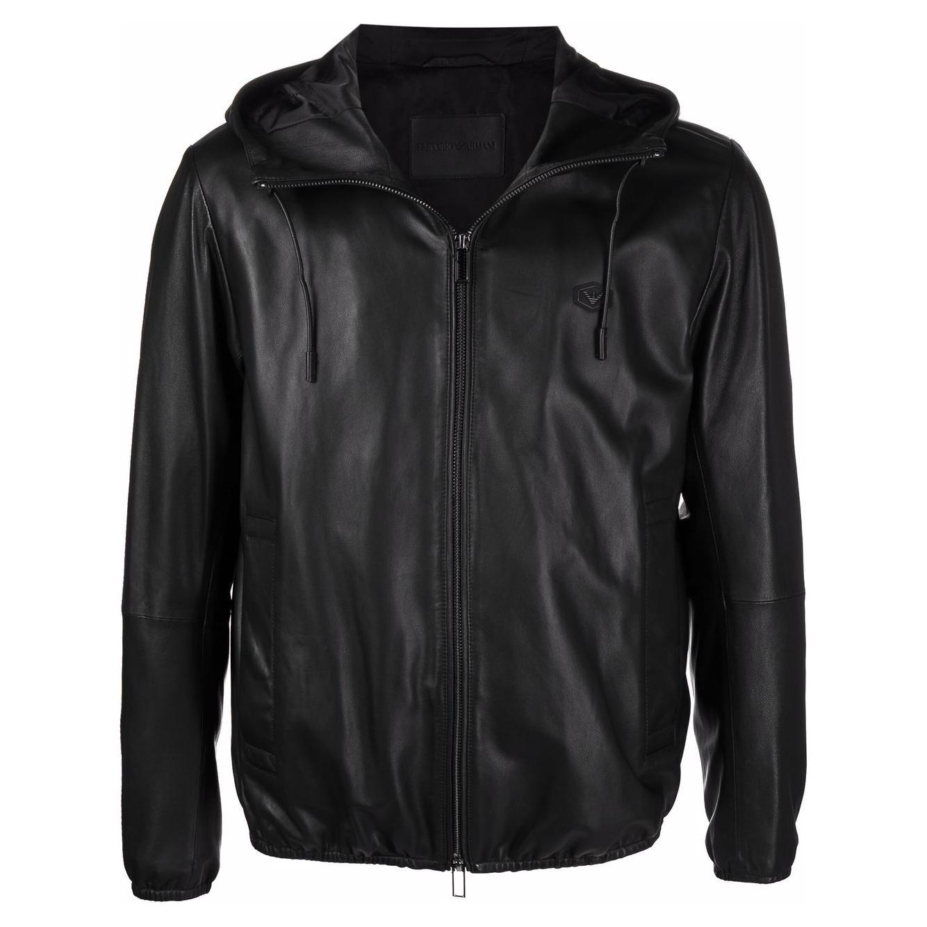 Emporio Armani hooded leather jacket Jackets Emporio Armani Black