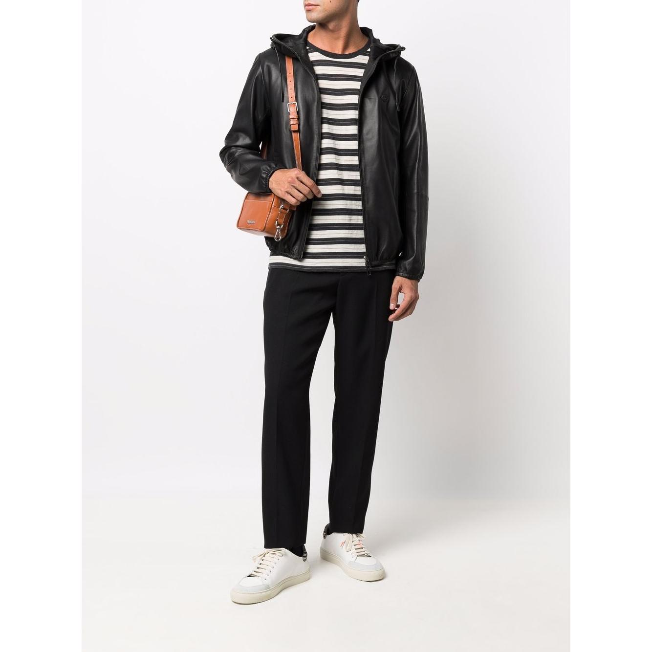 Emporio Armani hooded leather jacket Jackets Emporio Armani Black