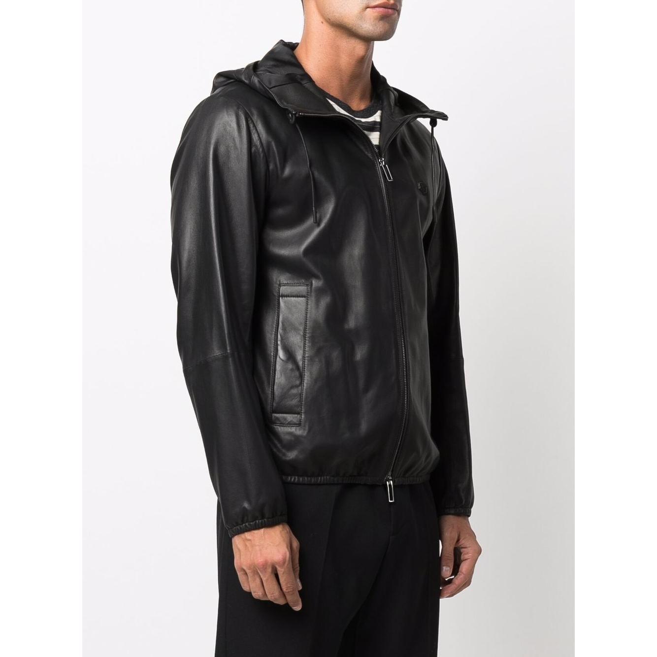 Emporio Armani hooded leather jacket Jackets Emporio Armani Lavender