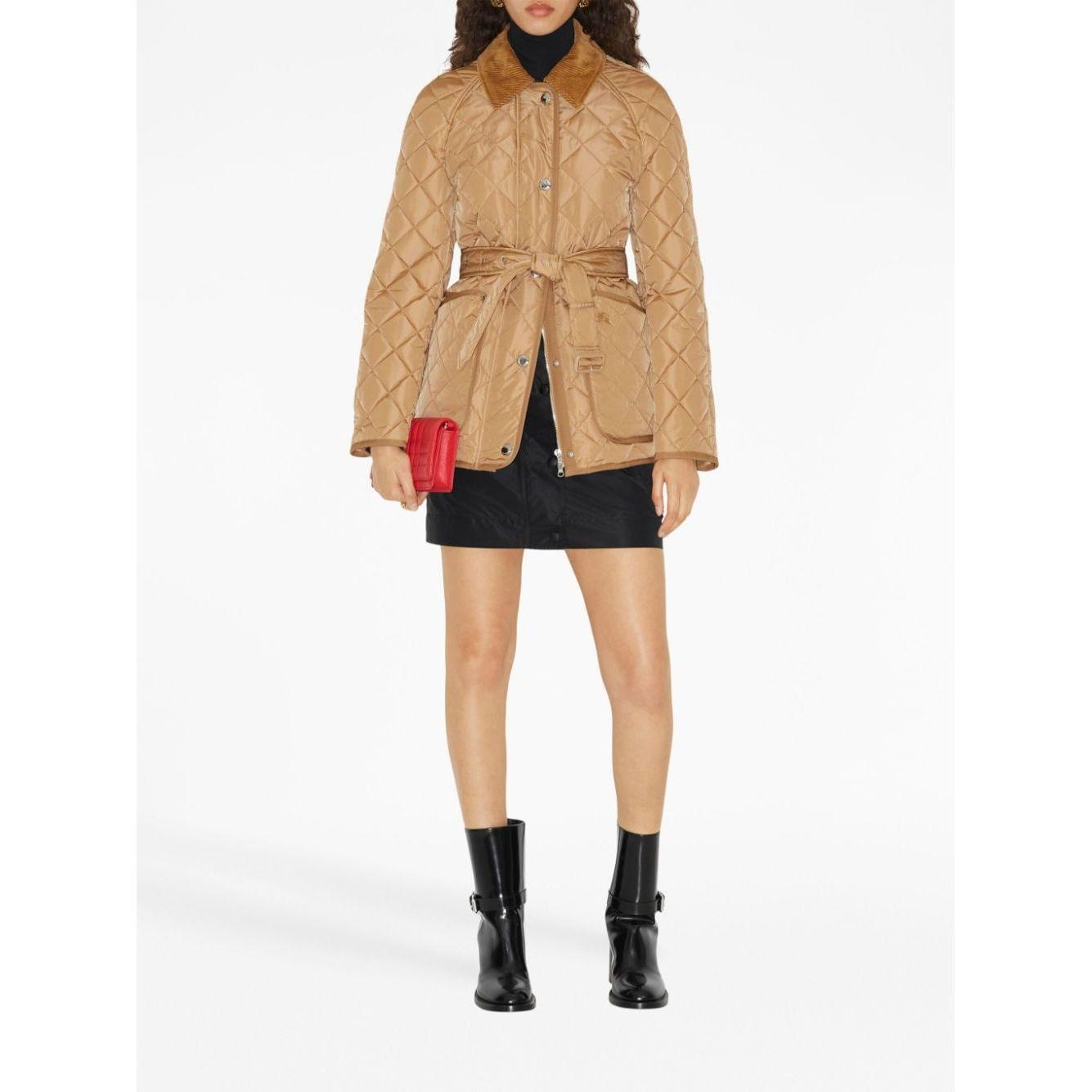 Burberry EKD-embroidered diamond-quilted jacket