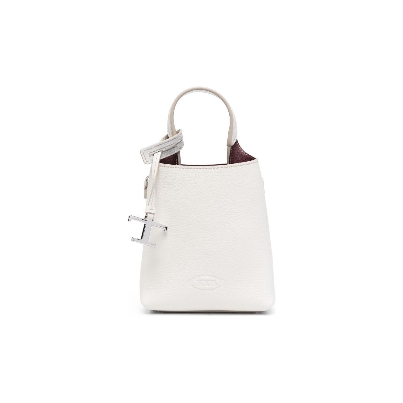 Tod's debossed-logo leather mini bag Clutches Tod'S Antique White