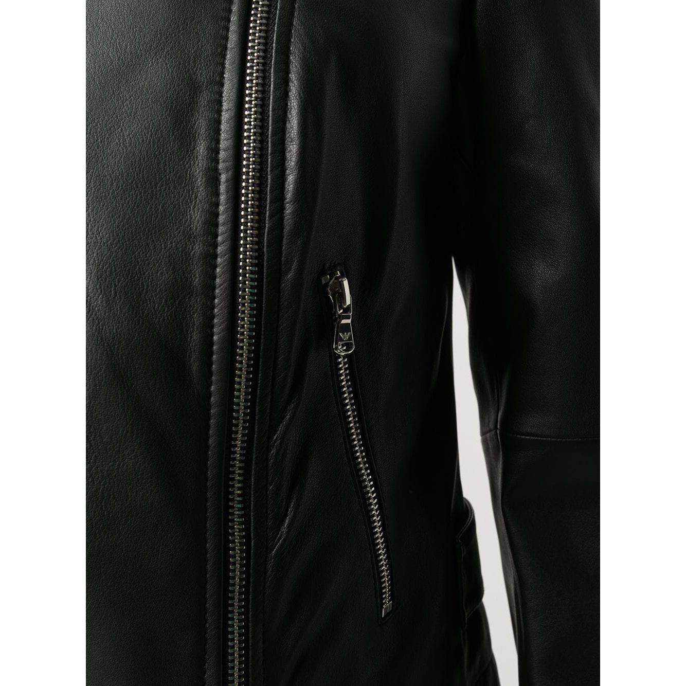 Emporio Armani Zip Up Biker Jacket Jackets Emporio Armani Black