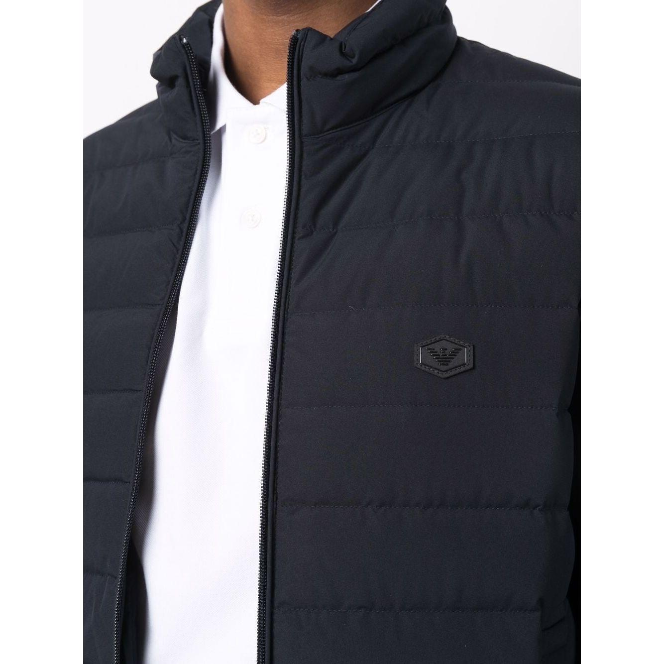 Emporio Armani Navy blue feather down padded logo-patch jacket Jackets Emporio Armani Dark Slate Gray