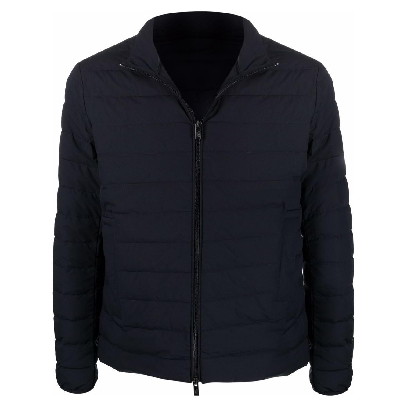 Emporio Armani Navy blue feather down padded logo-patch jacket Jackets Emporio Armani Black