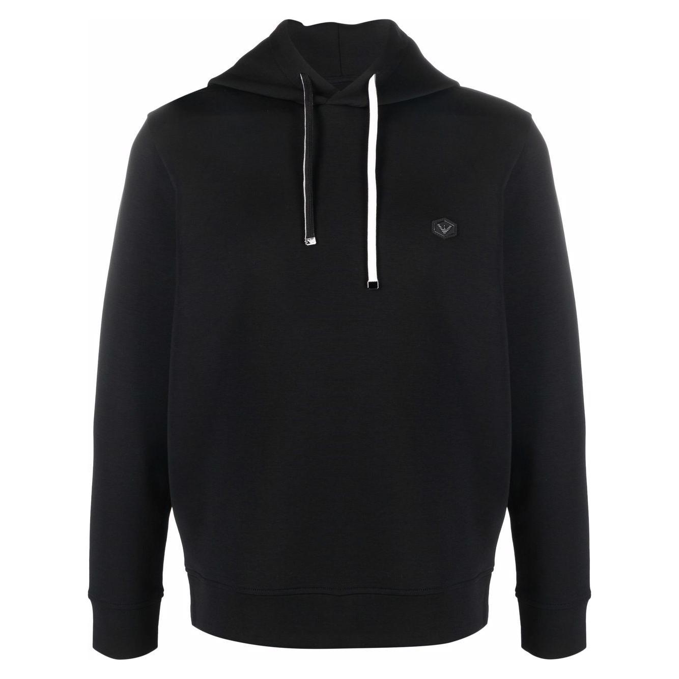 Emporio Armani Hooded sweatshirt with micro logo patch Topwear Emporio Armani Black