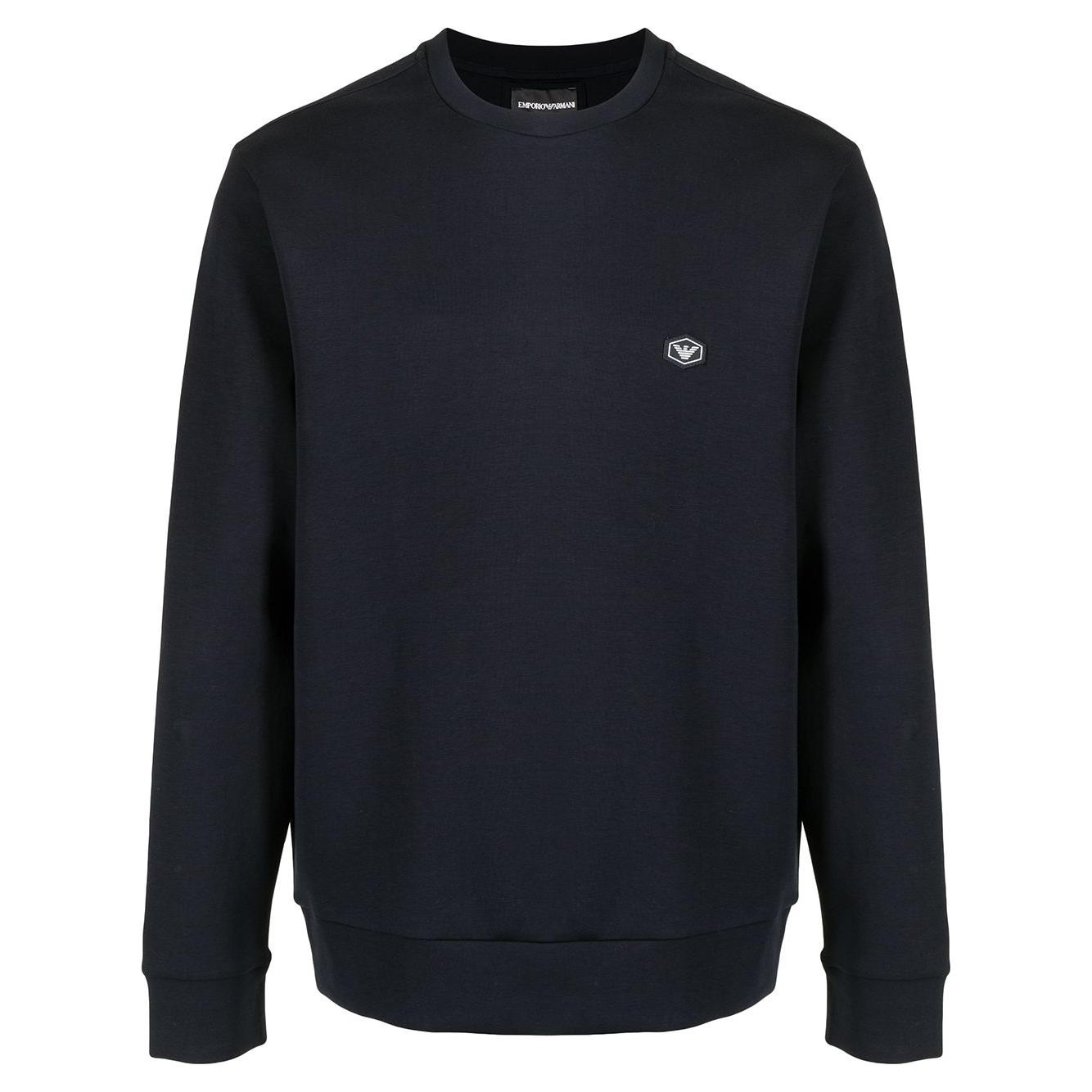 Emporio Armani Crew-neck sweatshirt with micro logo Topwear Emporio Armani Black