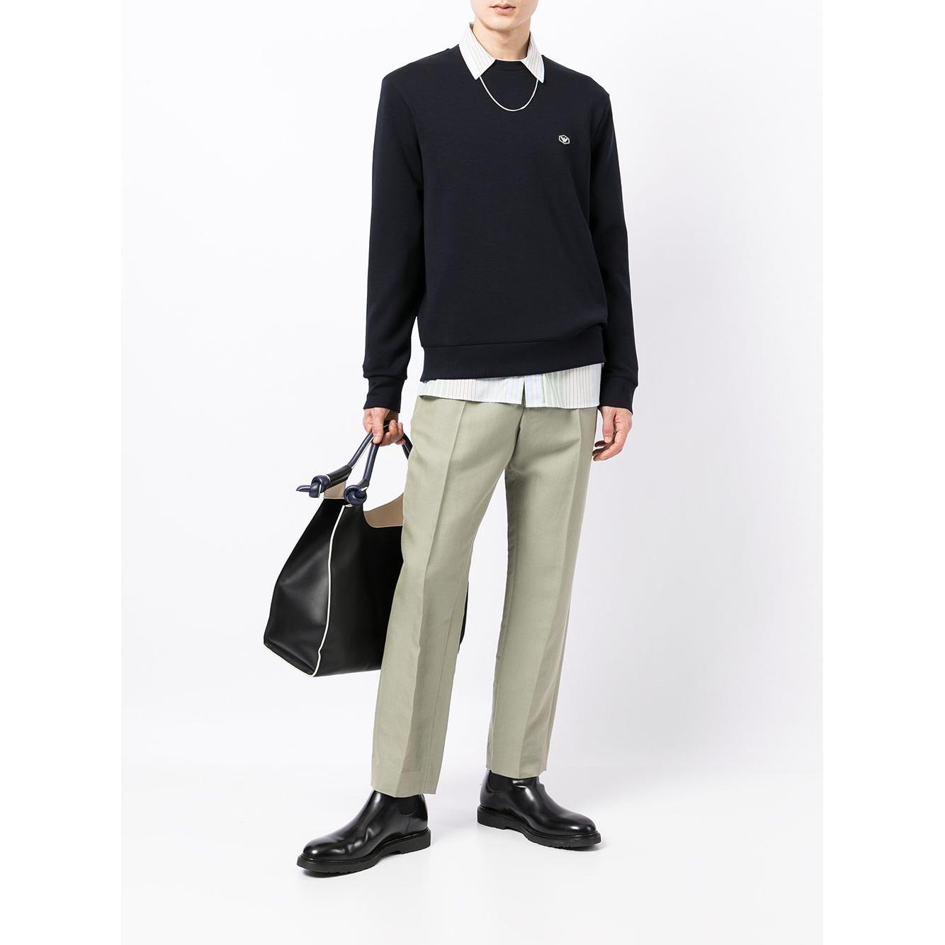 Emporio Armani Crew-neck sweatshirt with micro logo Topwear Emporio Armani Black