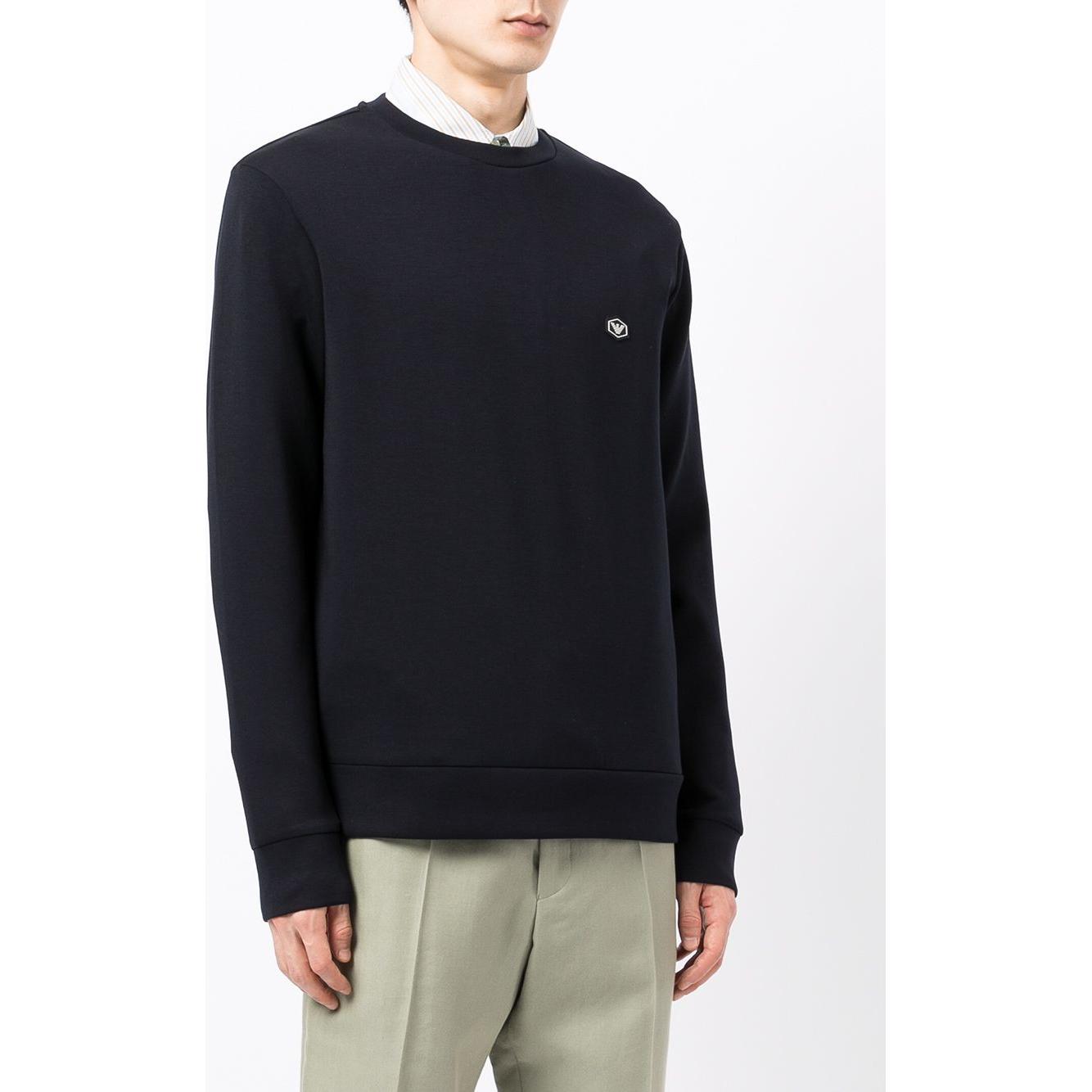 Emporio Armani Crew-neck sweatshirt with micro logo Topwear Emporio Armani White Smoke