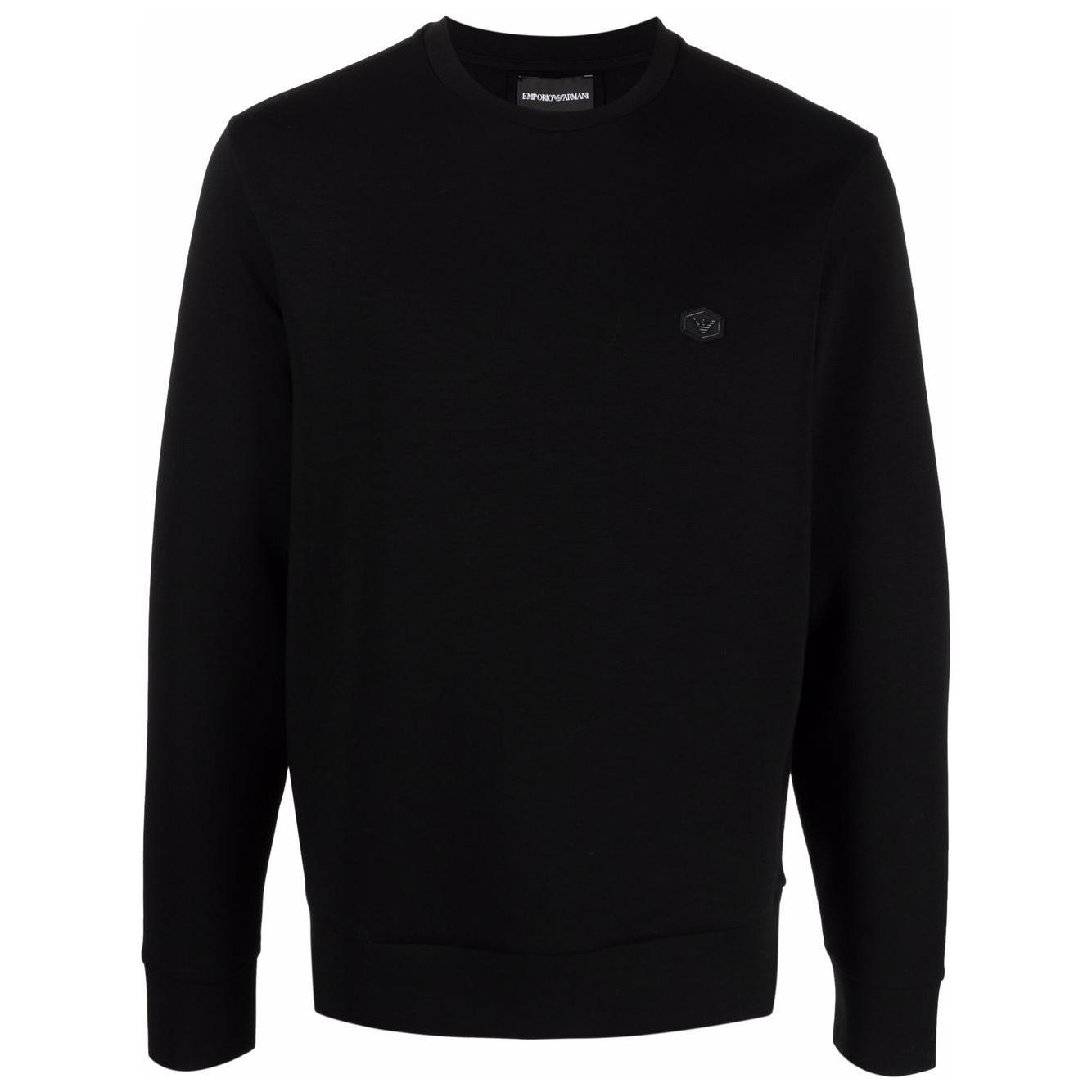 Emporio Armani logo-patch crew-neck Sweatshirt Topwear Emporio Armani Black