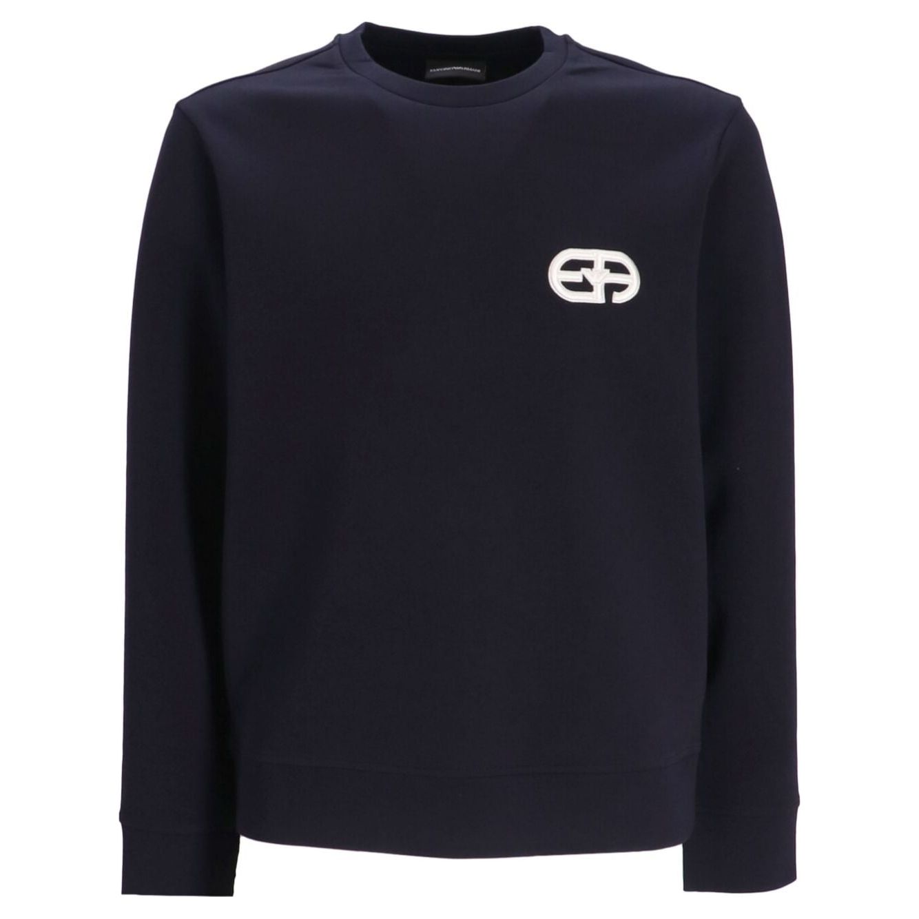 Emporio Armani Double-jersey sweatshirt with embossed embroidered EA logo Topwear Emporio Armani Black