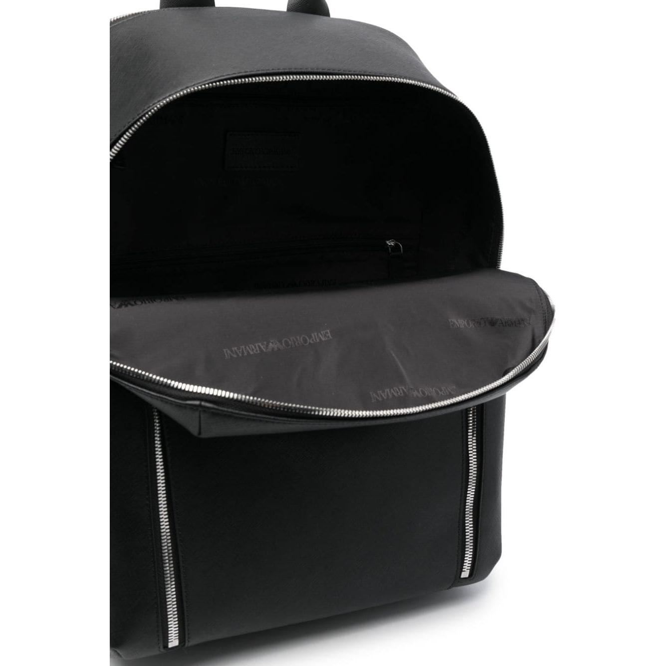 Emporio Armani ASV regenerated Saffiano leather backpack with eagle plate Backpacks Emporio Armani Black