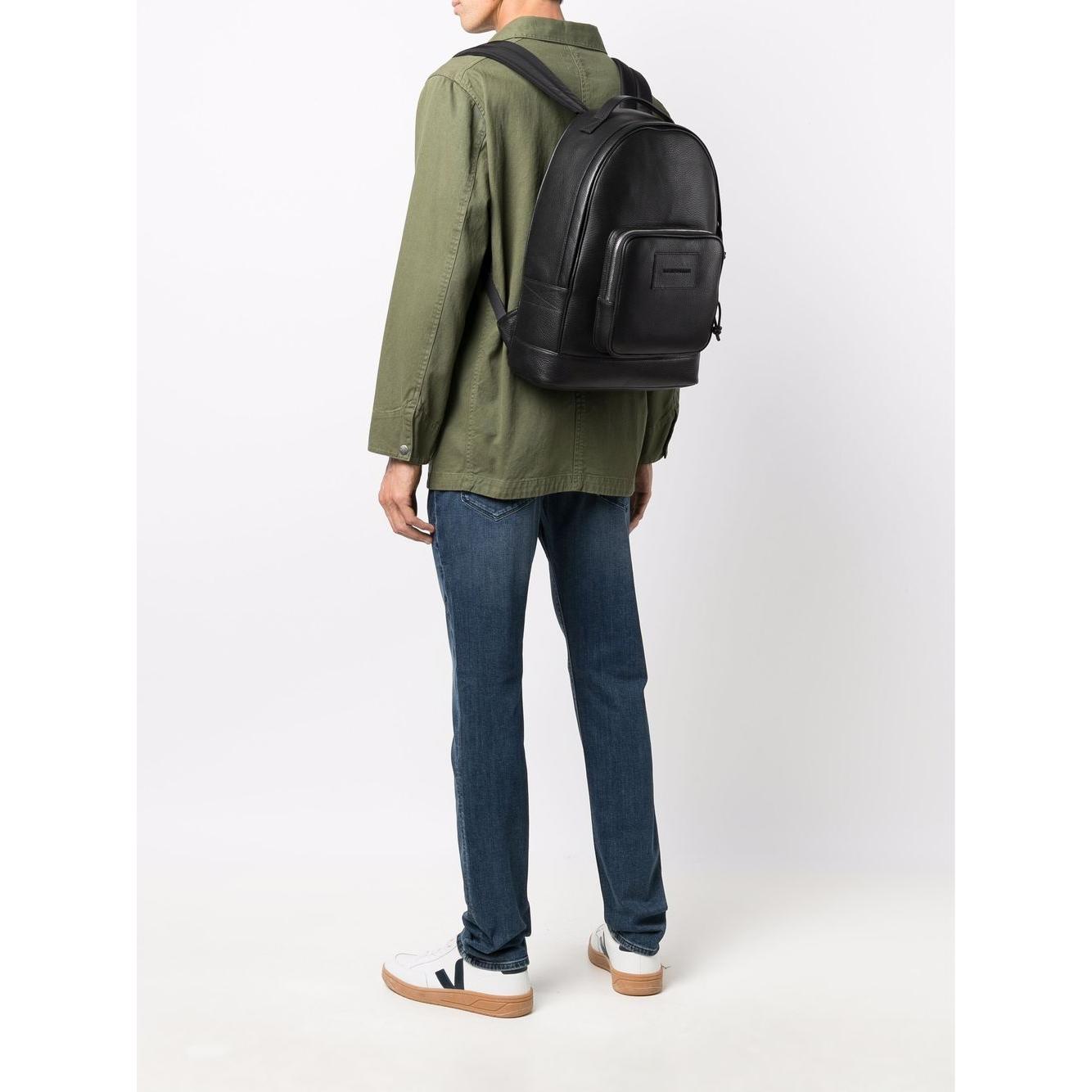 Emporio Armani Round shape backpack in leather Backpacks Emporio Armani Dark Slate Gray