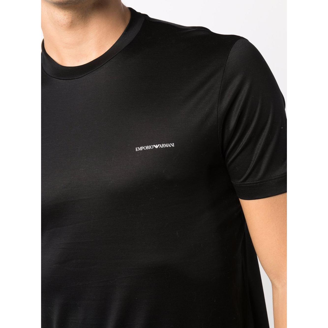 Emporio Armani ASV Lyocell blend jersey T-shirt with micro logo lettering Topwear Emporio Armani Black