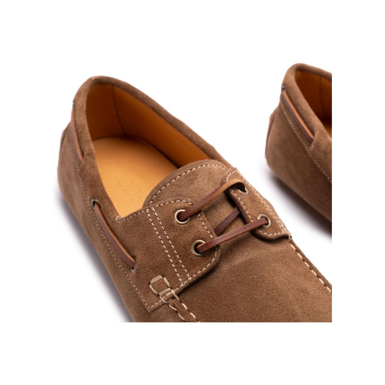 Tod's Flat Suede Leather Men Moccasins Brown Moccasins Tod'S Sienna