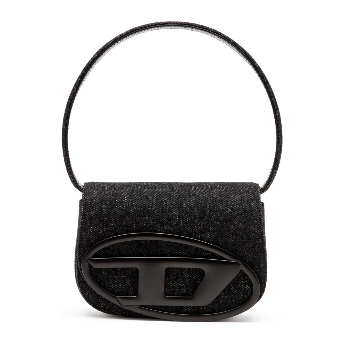 Diesel 1DR-Iconic shoulder bag in washed denim Shoulder Diesel Black