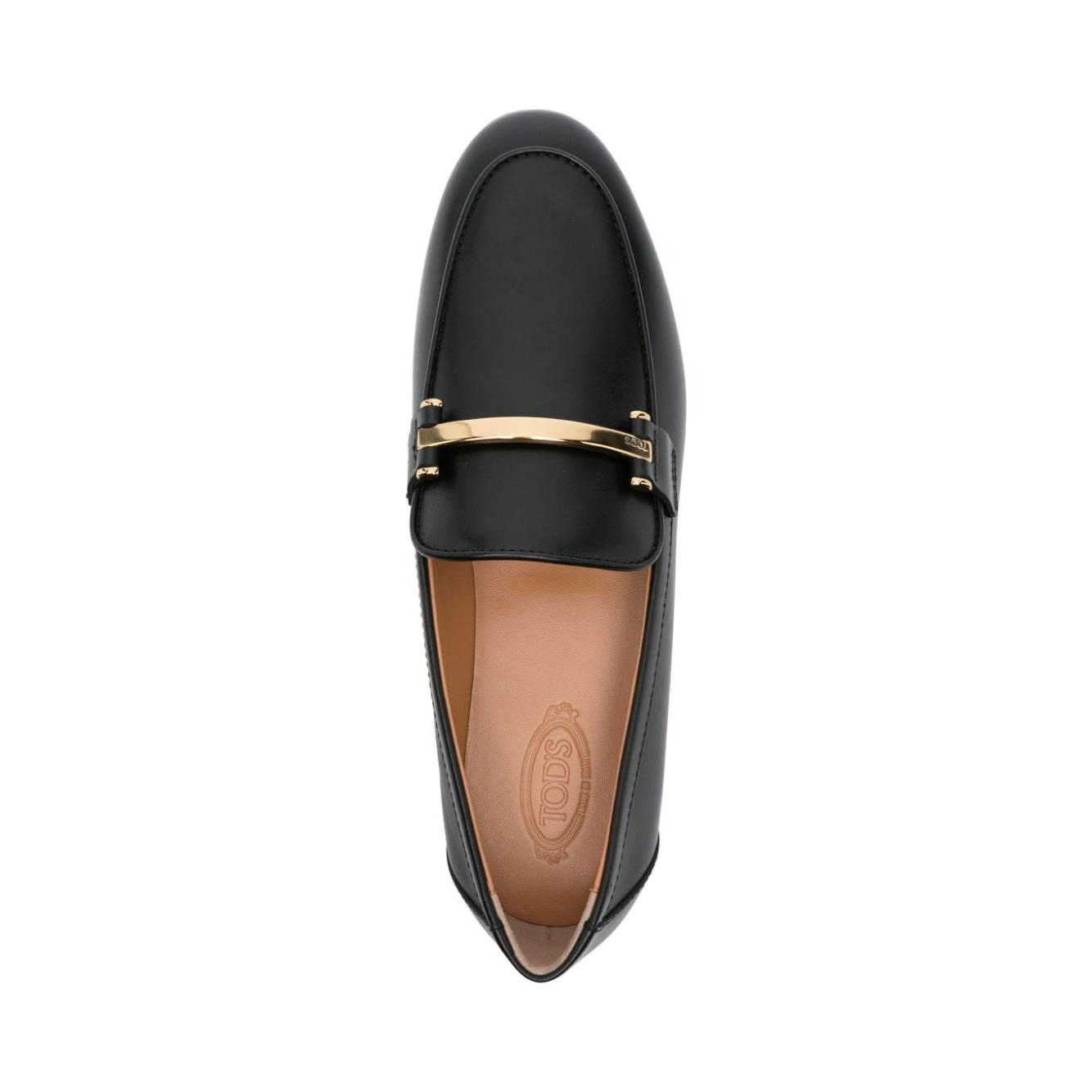 Tod's Barretta Leather Women Loafers Black Moccasins Tod'S Dark Slate Gray