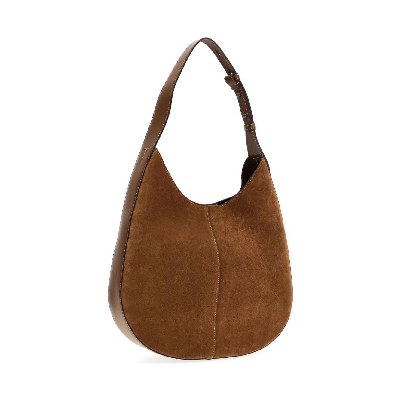 Tod's Di Hobo Bag in Suede Shoulder Tod'S Saddle Brown