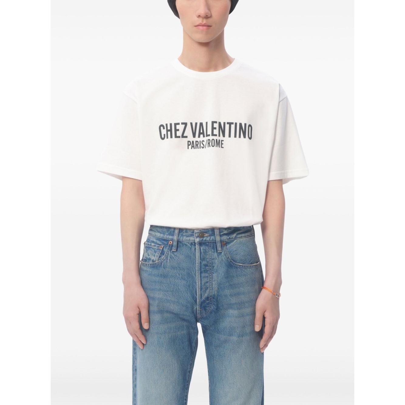 Valentino Chez Valentino-Print T-shirt Topwear Valentino White Smoke