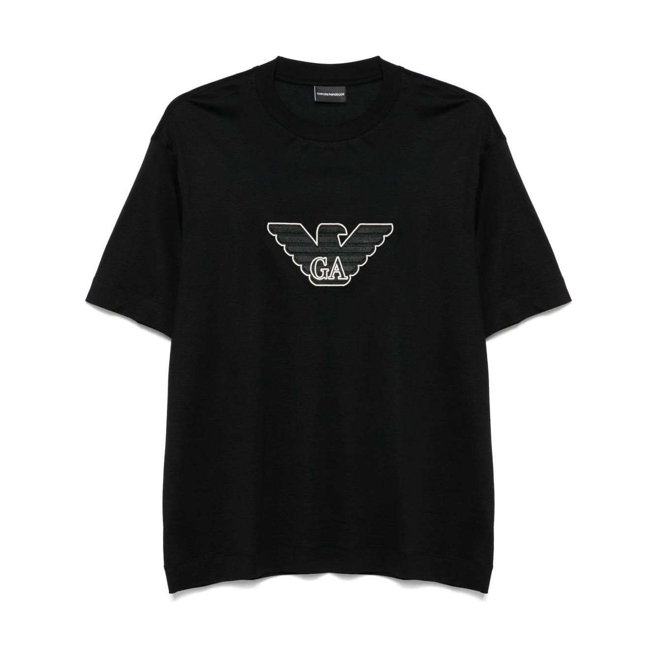 Emporio Armani Embroidered Logo T-Shirt Topwear Emporio Armani Black
